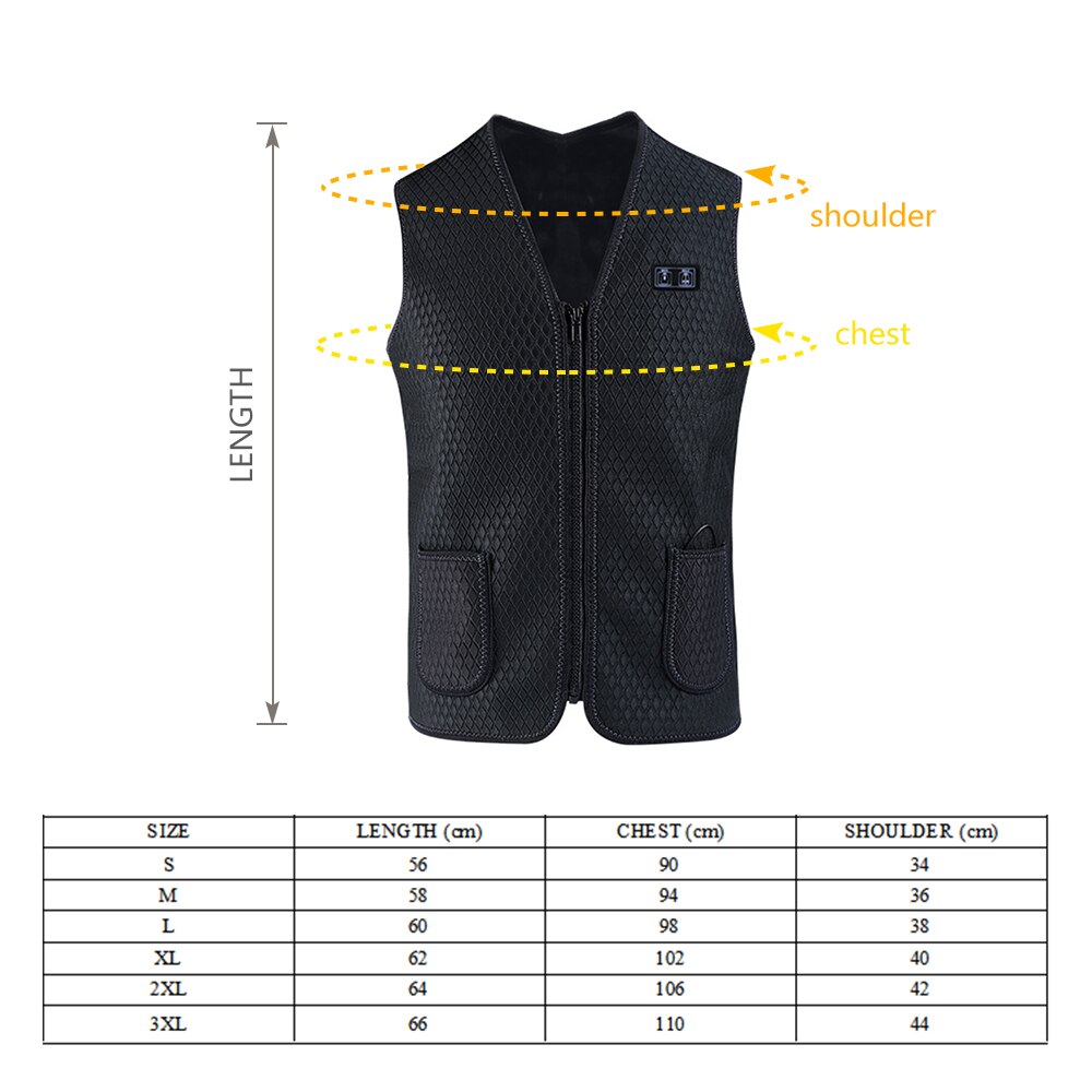Heating Vest Warmer 3 Speeds Adjustable Temperature 7 Heating Zones USB Powered Rechargeable Thermal Waistcoat Winter Warm Fever