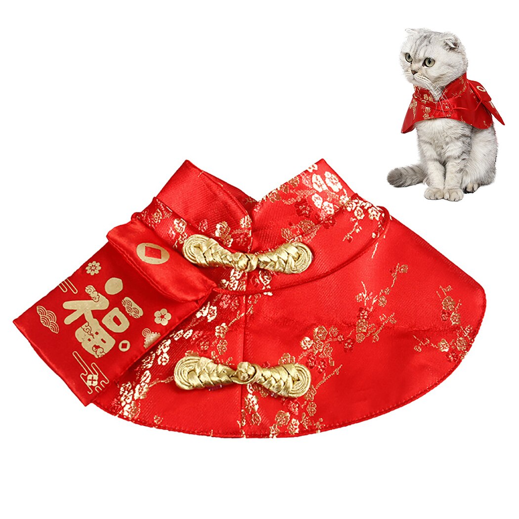 Huisdier Kat Tang Pak Kleine Rode Envelop Feestelijke Mantel Huisdier Cape Chinese Stijl Feestelijke Hond Cape Pet Kostuum Voor kittens Katten