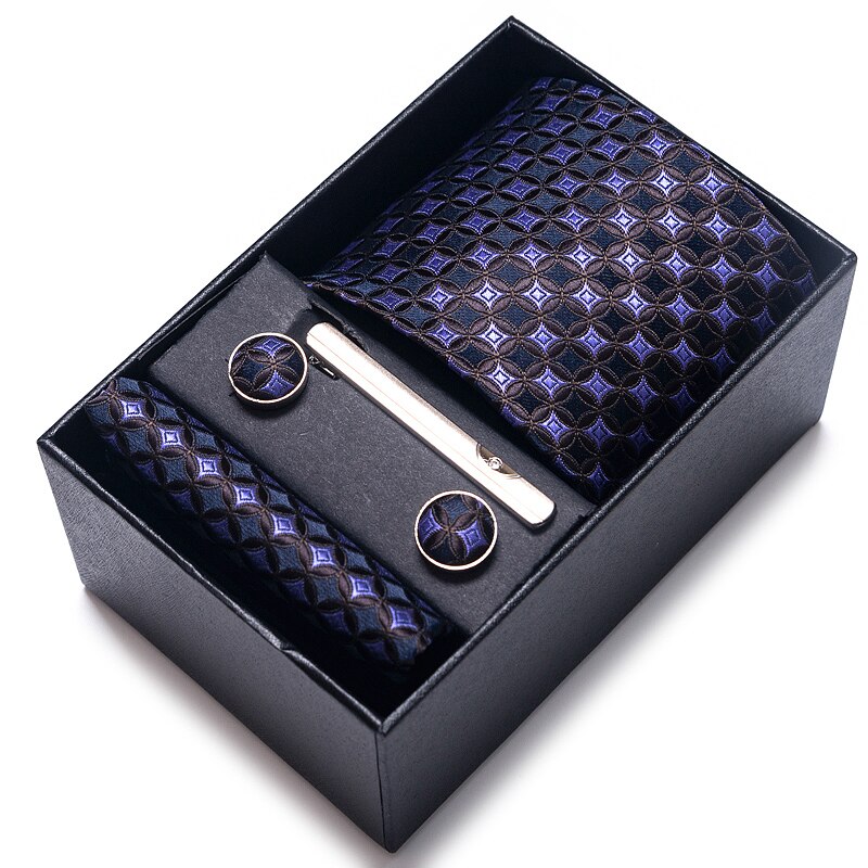 Boîte à cravate pour hommes, 65 couleurs, à la , boutons de manchette, accessoires de chemise bleu foncé or, pour le jour de l&#39;an