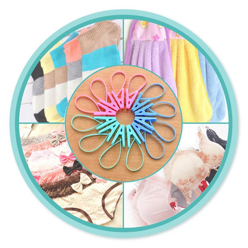 Pinzas para ropa a prueba de viento, Clip de plástico para ropa, sujetador portátil, calcetines, gancho para colgar ropa, colcha, cuerda, pinzas para ropa, 12 unids/set por juego