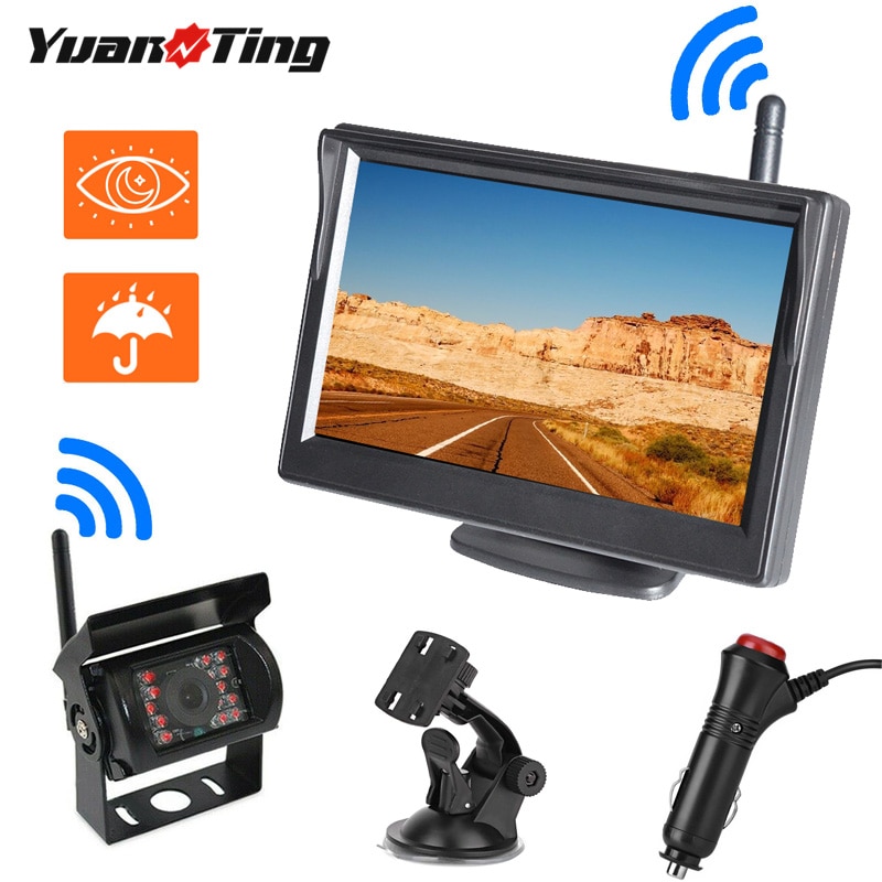 Yuanting Wireless Car Auto 5 Inch Lcd Monitor Screen Backup Waterdicht Omkeren Achteruitrijcamera Parking System Voor Bus Truck