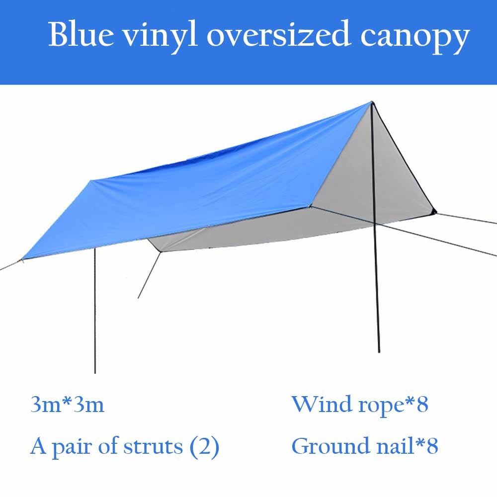 Large Camping Awning Outdoor Waterproof Rainproof Fishing Sunscreen Pergola Cloth UV-proof Beach With Dtrut Awning Canopy: Blue3X3