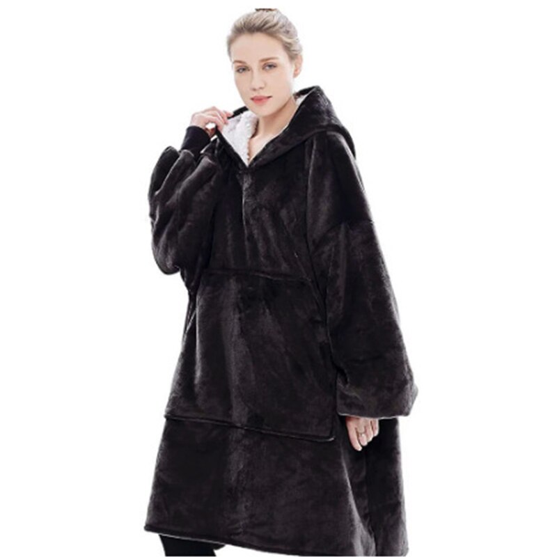 Winter Blanket with Sleeves Oversized Hoodie Fleece Warm Hoodies Sweatshirts Giant TV Blanket Hoody Robe: A3