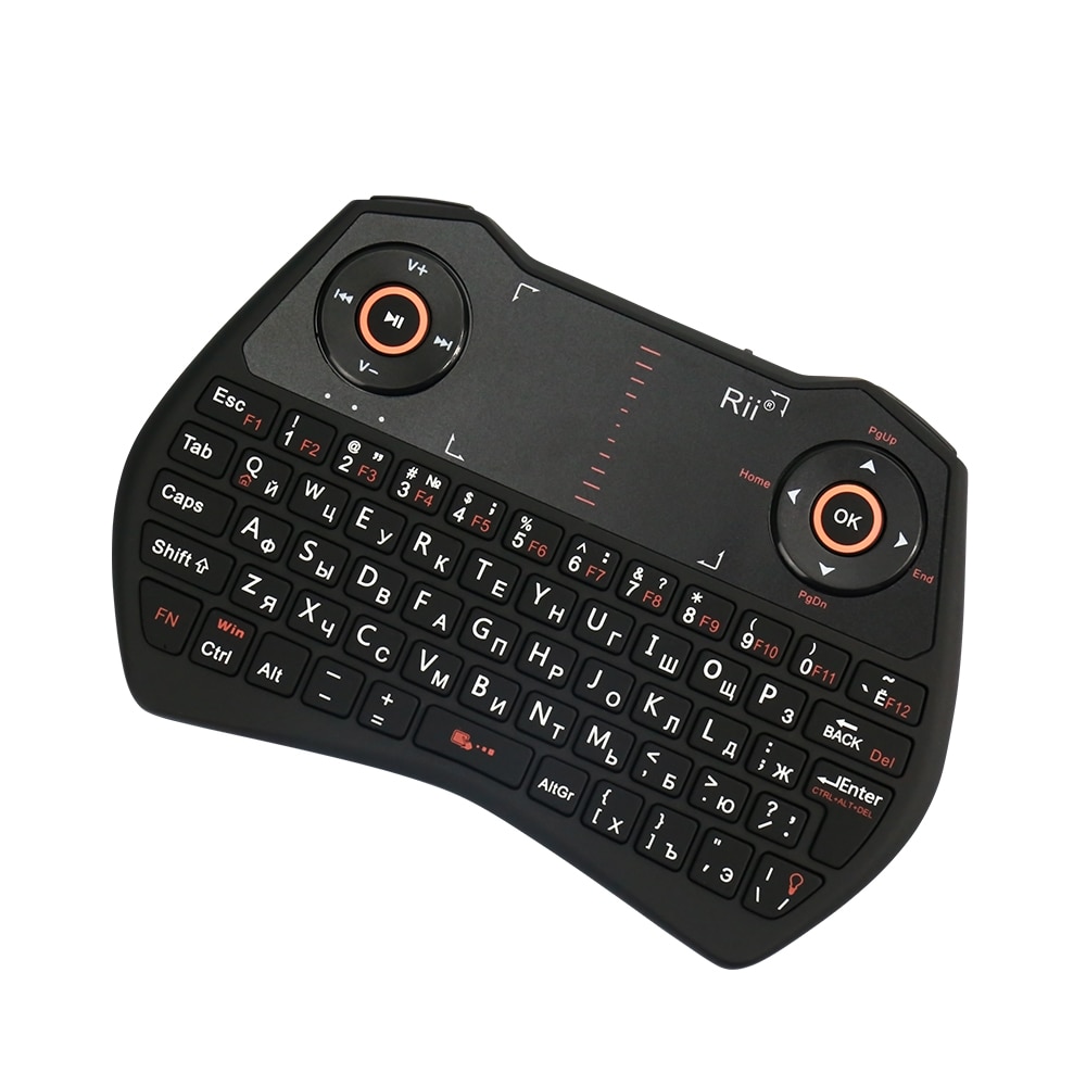 Original Rii i28C 2.4GHz Mini Russian Wireless Keyboard with Touchpad, Air mouse, Backlit, Li-ion Battery for mini PC, TV box