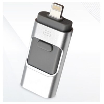 Supersonic 3 in 1 Draagbare Slimme Telefoon iphone USB Flash Disk met 8 Pin/Micro USB Plug/USB 128GB 64GB 32GB Pen Drives: 64GB / Zilver