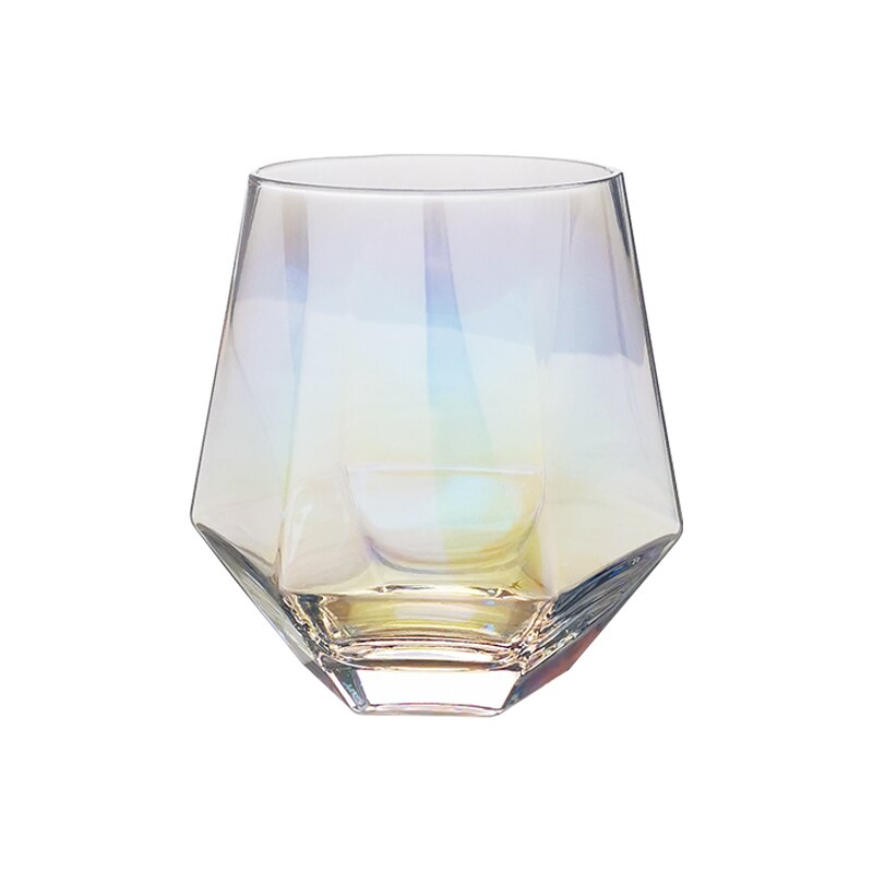 Verre à whisky géométrique en cristal de diamant, bord doré, Transparent, tasse à café, lait, thé, Bar, maison, verres, de Couple
