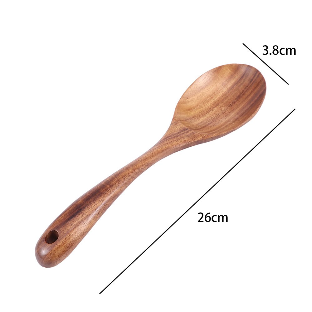 Natural Wooden Kitchen Cooking Spoons Large Salad Server Wood Fork Spoon Cutlery Set Wooden Utensils Tableware