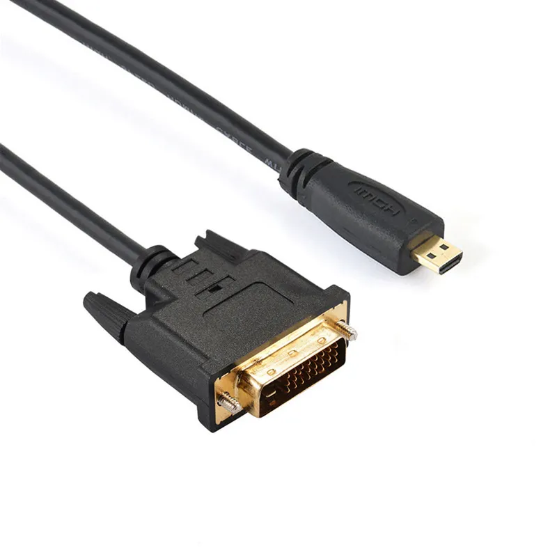 1M/1,8 M Micro HDTV HDMI MicroHDMI HD a DVI DVI-D 24 + 1 pines Cables adaptadores 3D 1080p para LCD DVD HDTV XBOX PS3 Monitor TV
