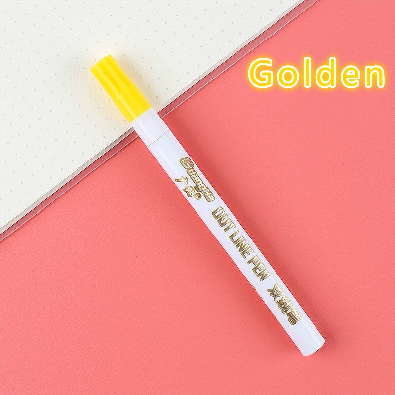 LLD 12Colors Metallic Double Lines Highlighter Out Line Pen Stationery Art Drawing Art Marker Calligraphy Lettering Scrapbooking: I