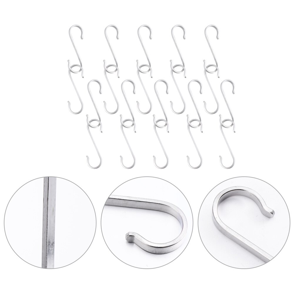 20pcs Metal S-shaped Hook Multifunction Hanging Hooks for Bathroom Closet