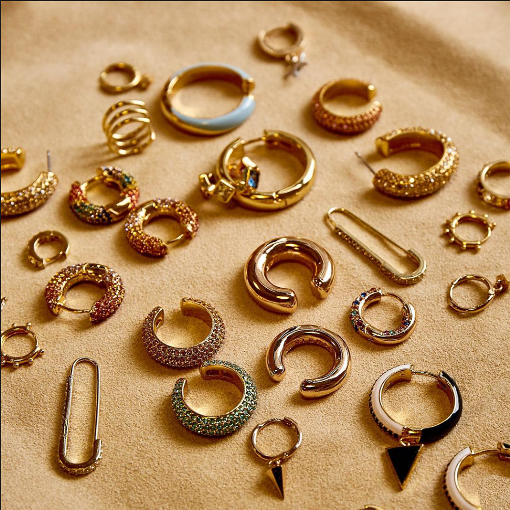 Multifarvet rhinestone rund hoop øreringe sæt til kvinder guld lille ørering bryllupsmykker fantastisk pris 5 par / sæt