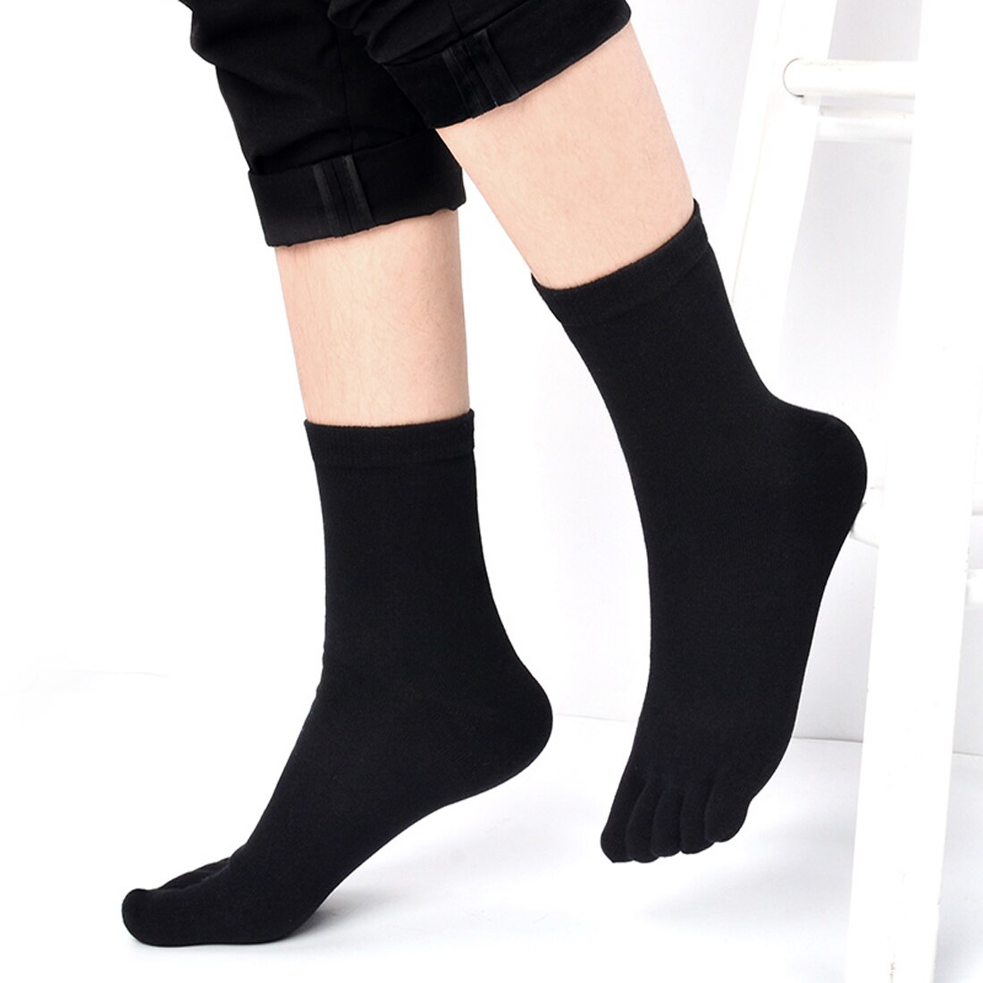 Men Socks Cotton Five Finger Toes Socks Breathable Business Dress Warm Autunm Winter High Ankle Soft Cotton Long Sox Socks