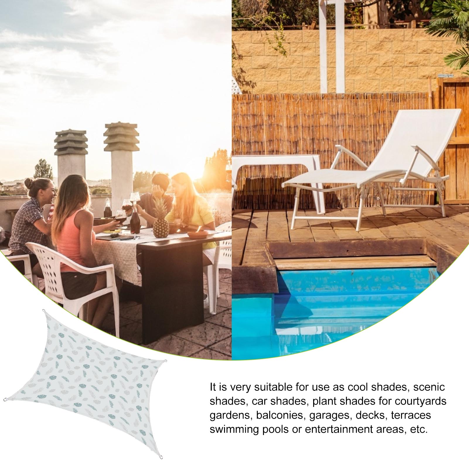 Small Fresh Printing Shade Sail Garden Swimming Pool Shade Sail Courtyard Square Sail Awning Rainproof Outdoor Tools