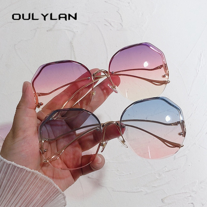 Oulylan te gradient solbriller kvinder ocean vandskåret trimmet linse metal buede templer solbriller kvinde  uv400
