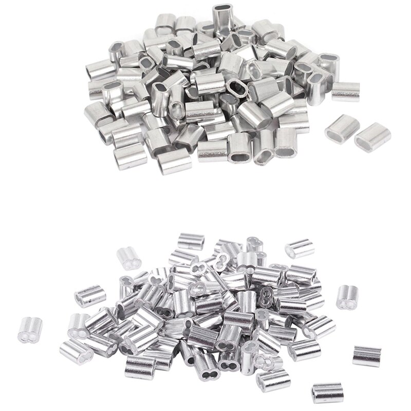 100 stk 1/16- tommer wire reb aluminium ærmer klip fittings kabel krymper & 100 stk 2.5mm