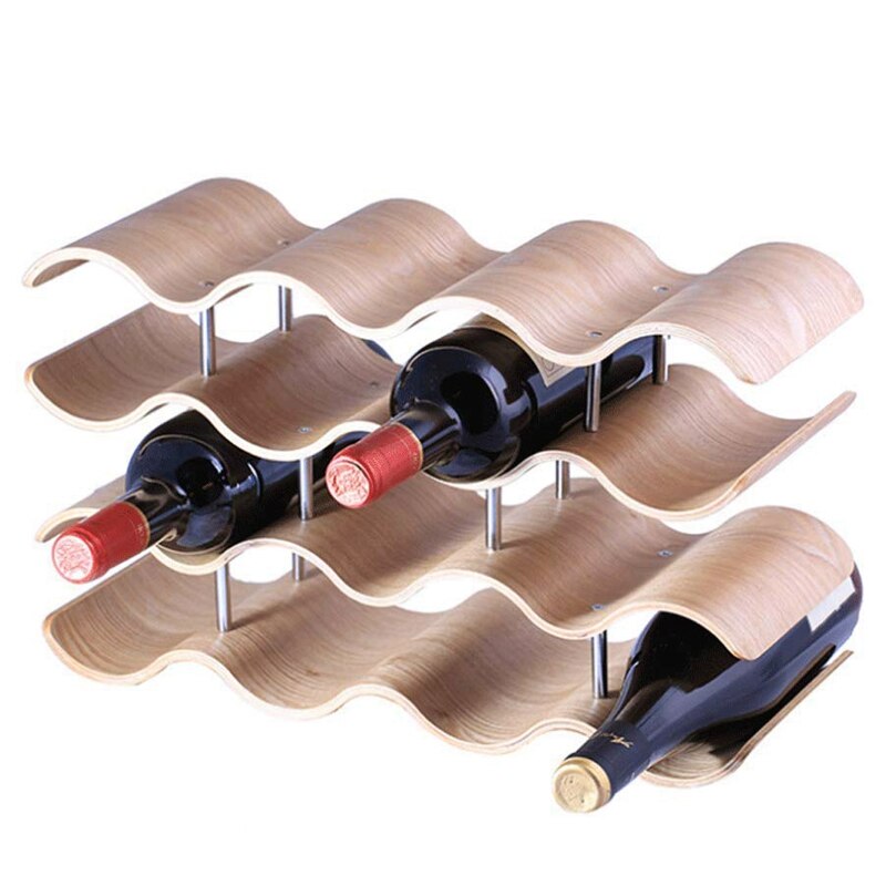 Wooden Wave Wine Rack Home Grape Wine Shelf Wine C... – Grandado