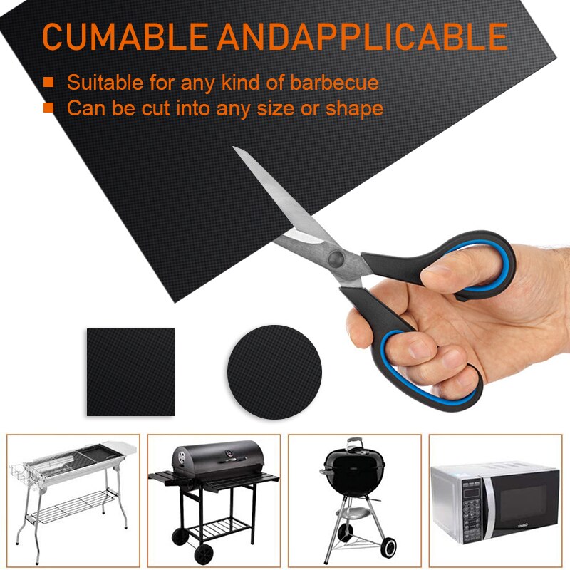 Estera antiadherente para parrilla de barbacoa, herramientas de cocina de teflón para asar, resistente al calor, fácil de limpiar, 3 uds.