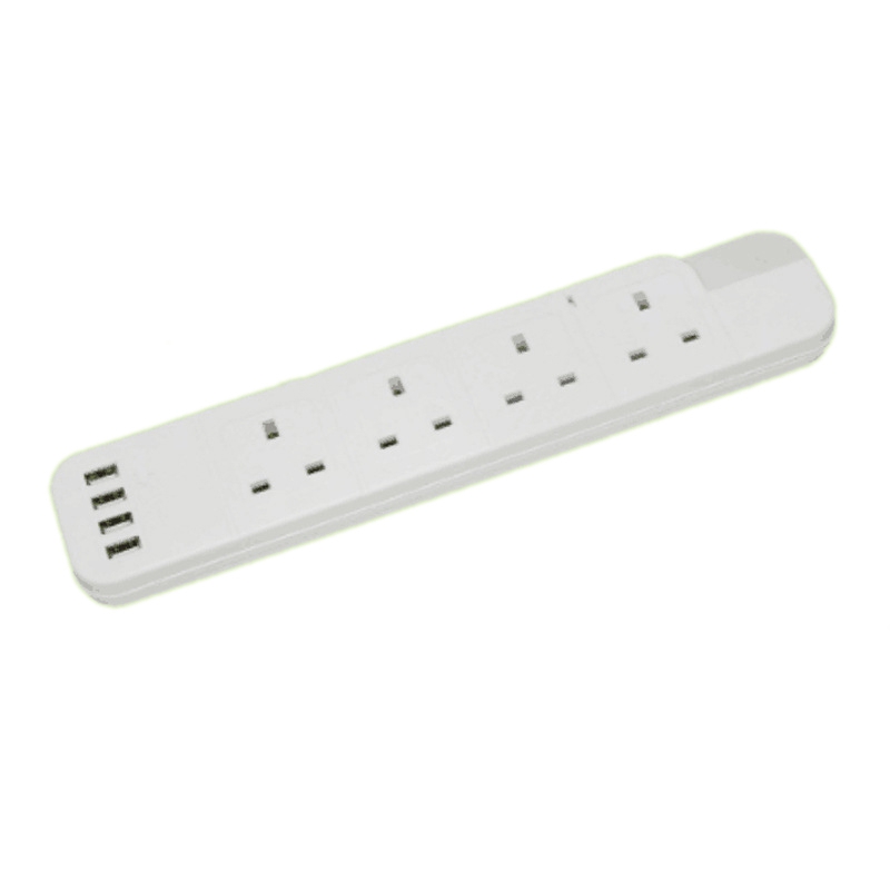 Nowy-listwa zasilająca z 4 gniazda 4 porty USB z kablem o długości 2M długość zabezpieczenie przed przeciążeniem urządzenia dla Home Office(UK wtyczka): Default Title