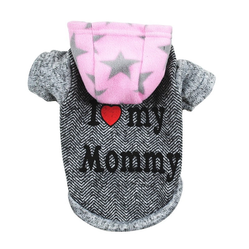 Dog Hoodie Pet Dog Clothes Letter Printed Jacket Cotton Warm Clothes for Small Dogs Chihuahua Pug Bulldog Clothing c: Gray / XL
