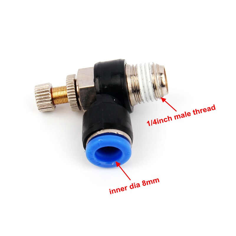 20pcs 1/4 Inch Male Thread Pneumatic Throttle Valve Inner Diameter 6mm/8mm Flow Control Valve Speed-Regulating Valve
