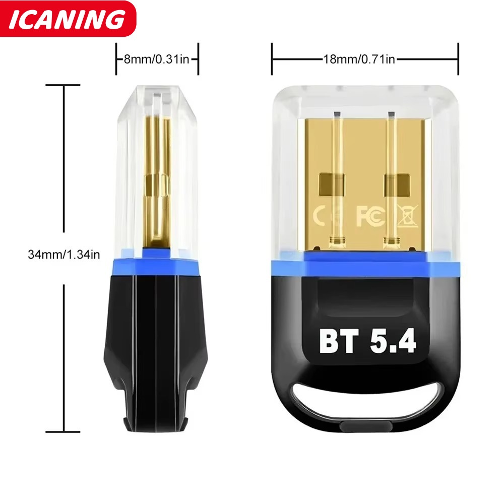 Bluetooth 5.4 Adapter for PC USB Dongle Bluetooth Receiver for Speaker Wireless Mouse Keyboard Audio Transmitter