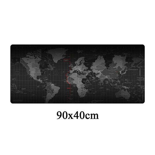 Grote xl gaming muismat met wereldkaart, afsluitbare rand, antislip voor computer, grote gaming muismat, rubberen notebook, toetsenbord, bureaumat: 9040cm