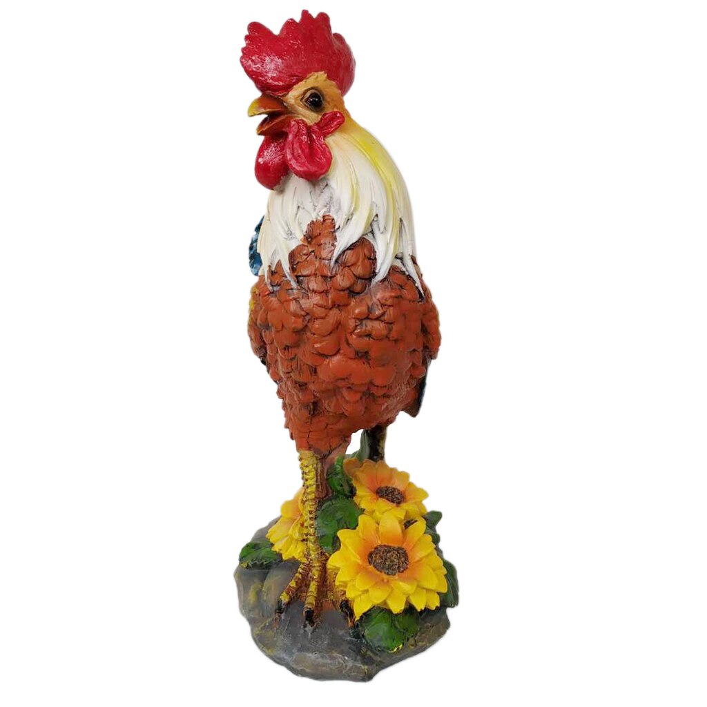 Lifelike Rooster Decorative Sculpture Statue Ornament for Garden Yard