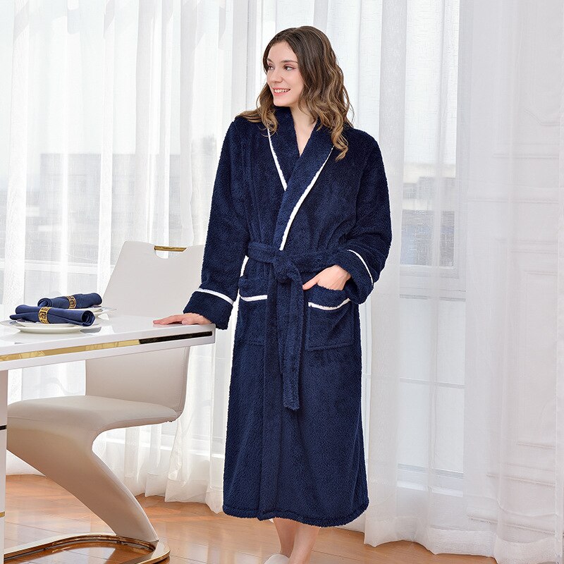 Kvinner menn termisk luksus flanell lang badekåpe høst vinter badekåpe varm krystall fløyel kimono morgenkåpe brudepike kapper