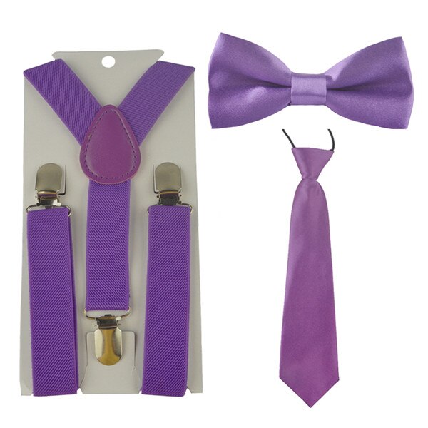 3Stck Schule Jungen mädchen freundlicher freundlicher befestigen elastische Hosenträger für hemd suspensorio Krawatte Bowties schmetterling Krawatte einstellen TR0001: hell Violett