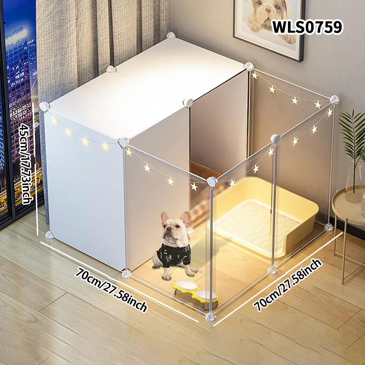 Valla para mascotas, puerta de aislamiento para perros, jaula para perros, barandilla de hierro para perros de tamaño pequeño, Perrera interior de peluche, valla para el hogar, jaula para perros: Negro