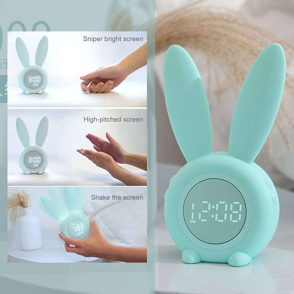 Horloge de Table intelligente LED pour enfants, lapin mignon, alarme de sommeil, fournitures ménagères, veilleuse, réveil
