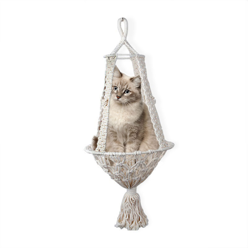 Macrame Handgemachte Webart Hängematte Für Katze Und Kleine Haustier Dekoration Hängen Zauberstab Schaukel Baumwolle Netz Tasche Bett Boho Hause Haustier Nest Dekor: S158 c32