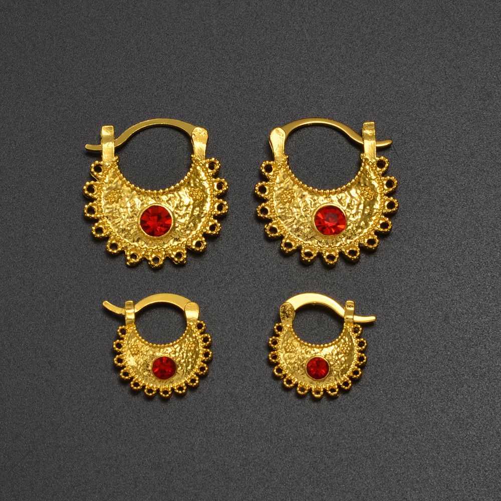 Anniyo 2.2CM/1.5CM Piccoli orecchini con strass Etiope eritrea Gioielli africani Donne Ragazze # 160916