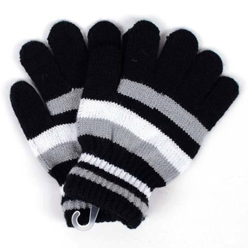 Guantes de invierno a rayas para niños, guantes para bebés, guantes para niñas, guantes cálidos de algodón para invierno, guantes para dedos completos de punto