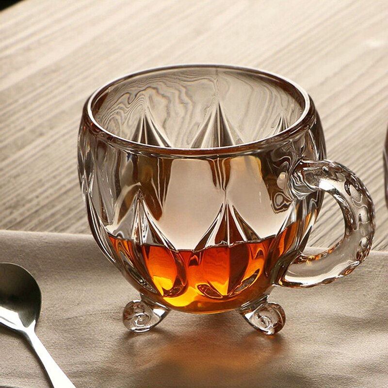 210ml krystalglas te kaffe vand kop gennemsigtig kop hjem mælk blomst te juice glas kopper krus med håndtag til