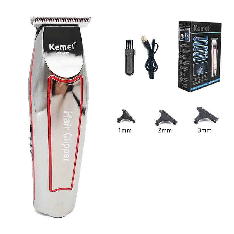 Kemei KM-032 Macchina per tagliare i capelli professionale toelettatura rifinitore per uomo Finitura Taglio di capelli senza fili clipper Rasoio elettrico Barba: verde