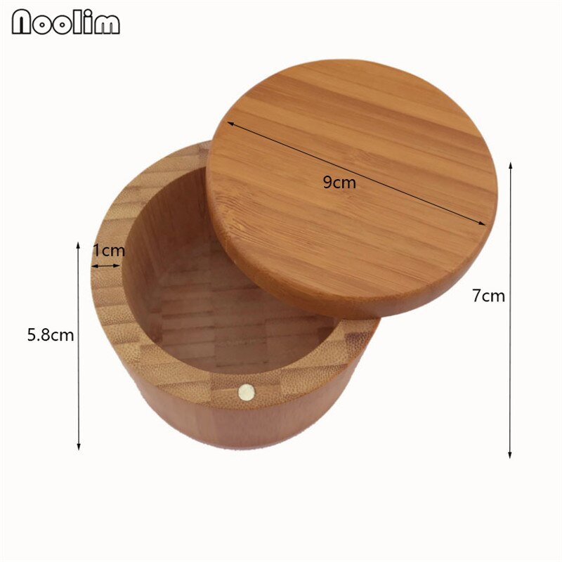 Salt Storage Box Bamboo Kitchen Supplies Seasoning Sauce Salt Storage Container with Lid Kitchen Storage Jars For Food
