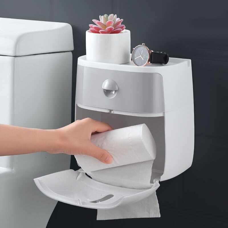 Boîte de papier toilette murale distributeur pour salle de bains, support de rangement pour rouleau de papier étanche, Double couche, étagère de rangement avec tiroir