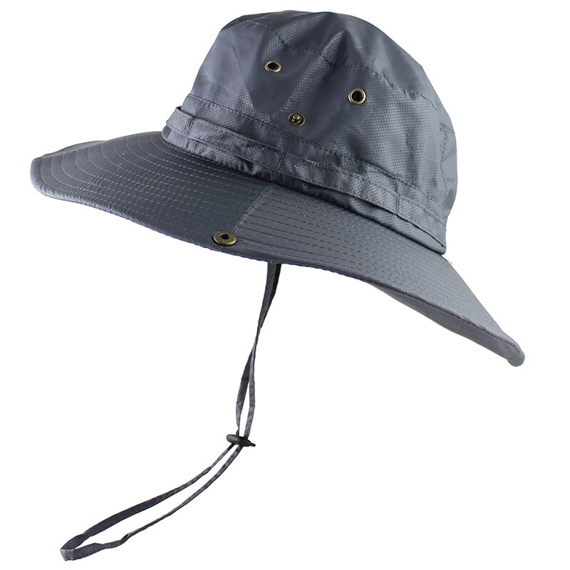 Upf 50+  letvægts solhat kvinder mænd mesh bucket hat sommer fiskeri vandrehue uv beskyttelse flap åndbar strand hat udendørs: Grå