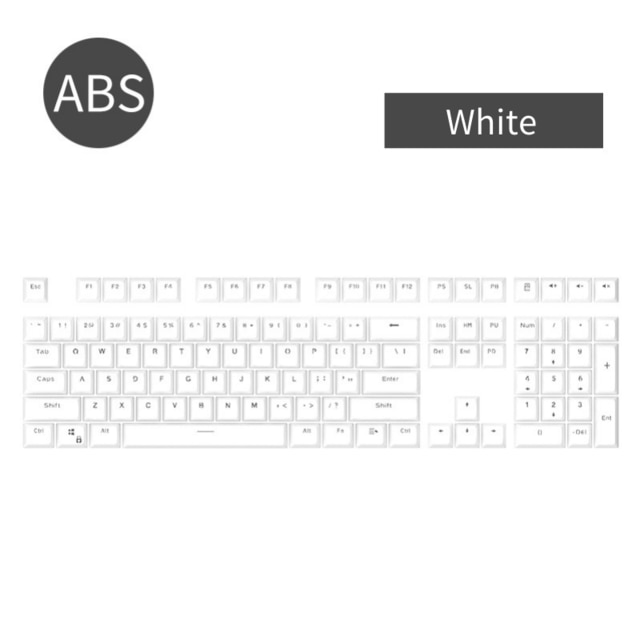 108pc SA Profile Keycap Set - Double Color Injection ABS - For MX Blue/Brown Mechanical Keyboards: White