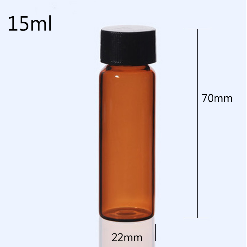Flacon d'huile essentielle de bouteille d'échantillon de 15ml avec le bouchon à vis de tampon intérieur de PE bouteille de laboratoire de chimie de Tube à essai en verre 10 pièces/pack