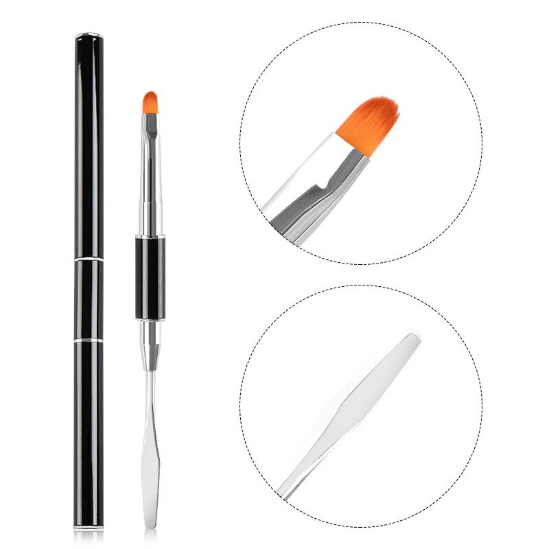 Voldoen Over Dual Head Nail Art Acryl Poly Uv Nagel Gel Tekening Pen Brush Uv Gel Verwijdering Spatel Stok manicure Tool: AJ08751