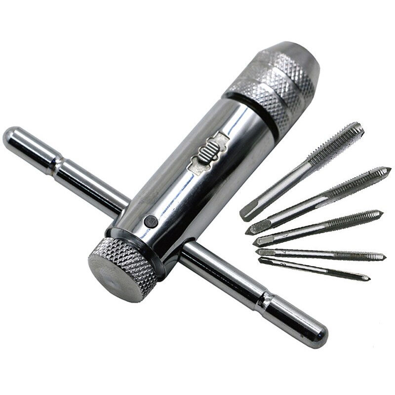 M3-M8 Adjustable Ratchet Tap Tap Wrench For Tap Tapping Hand For Reversing Wrench Manual Tapping Accessories -1 Set: Black