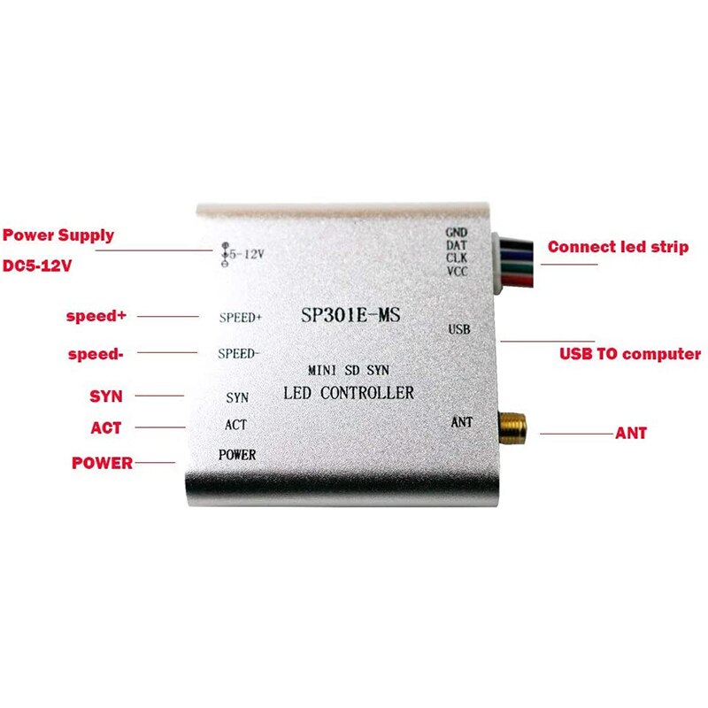 SP301E-M/SP301E-MS Programmable RF Synchronous Controller for APA102 SK6812 WS2812B WS2811 LED Strip Lights