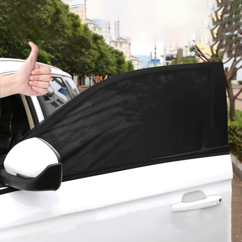 2 Stuks Auto Zonneklep Rear Side Window Shade Mesh Stof Shade Cover Shield Uv Protector Black Auto Zonnescherm Gordijn voor De Meeste Auto &#39;S