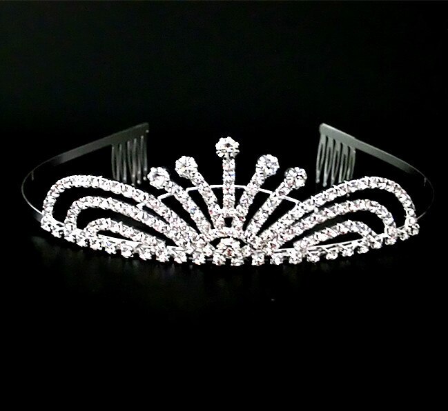 Pearl Inlaid Crowns Tiaras Bridal Wedding Jewelry Accessories Princess Birthday rhinestone Crystal Tiara: 5