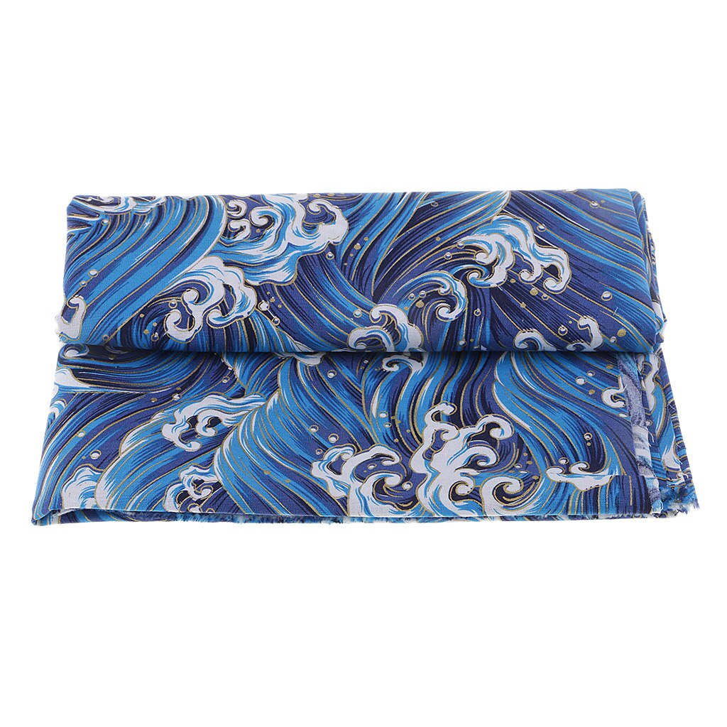 Tissu en coton au mètre impression vague de mer bricolage maison déco sac de noël