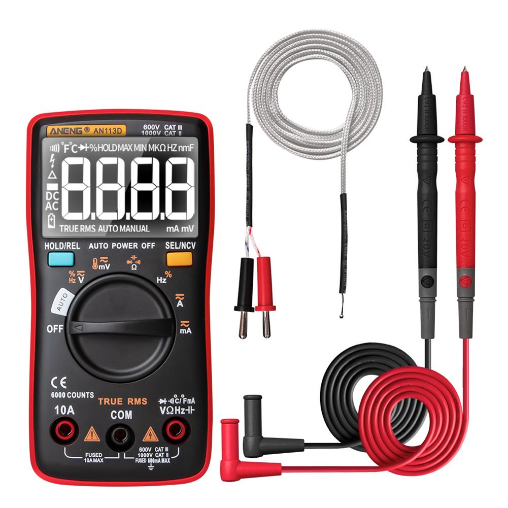 An113d ncv digitalt multimeter ac/dc spenningstester autoavstandsstrømtest håndholdt måler digitalt multimeter bakgrunnsbelysning: Rød
