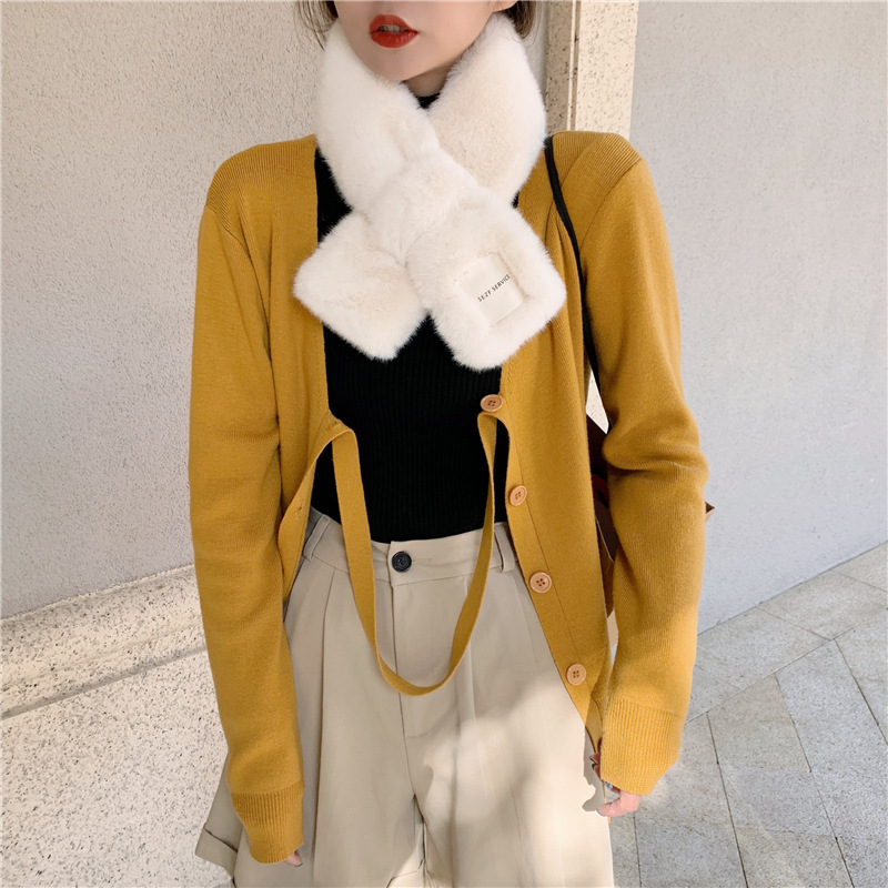 Thicken Warm Muffler Women's Winter Neck Warmers Plush Scarves Versatile Cloth Collocations