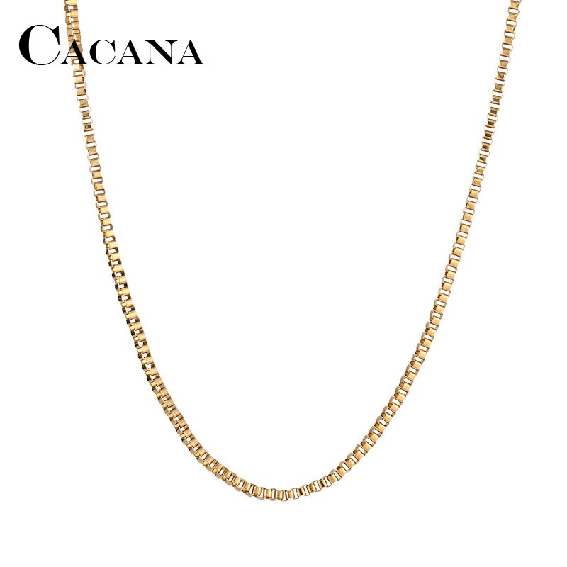 CACANA Stainless Steel Chain Necklaces For Man Women Gold Silver Color For Pendant 0.2cm Square Buckle Donot Fade Jewelry N1890